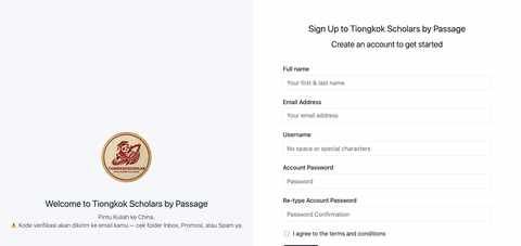 Halaman Sign Up - Tiongkok Scholar by Passage